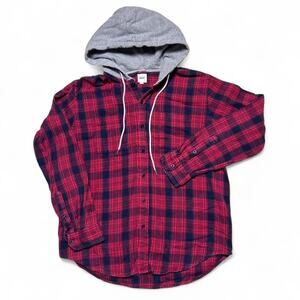 CCS Skateboards Y2k Vintage Cotton Plaid Flannel Hoodie Shirt Medium